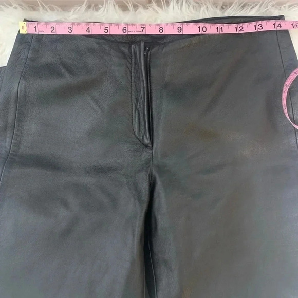 DKNY NWOT 100% Leather Black Mid Rise Bootcut Pants Size 8 - Picture 11 of 11